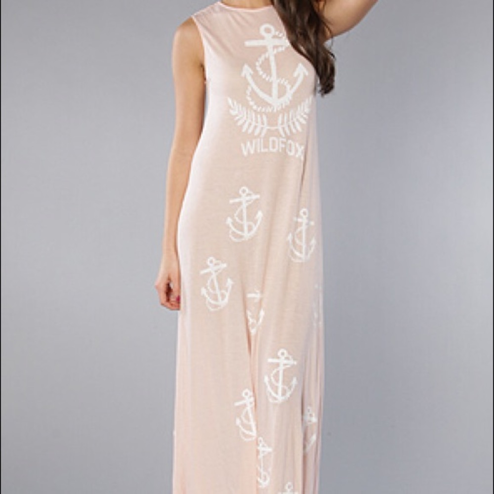 WILDFOX COUTURE pink high neck maxi dress